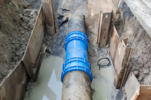 Underground water line pipe repaired 