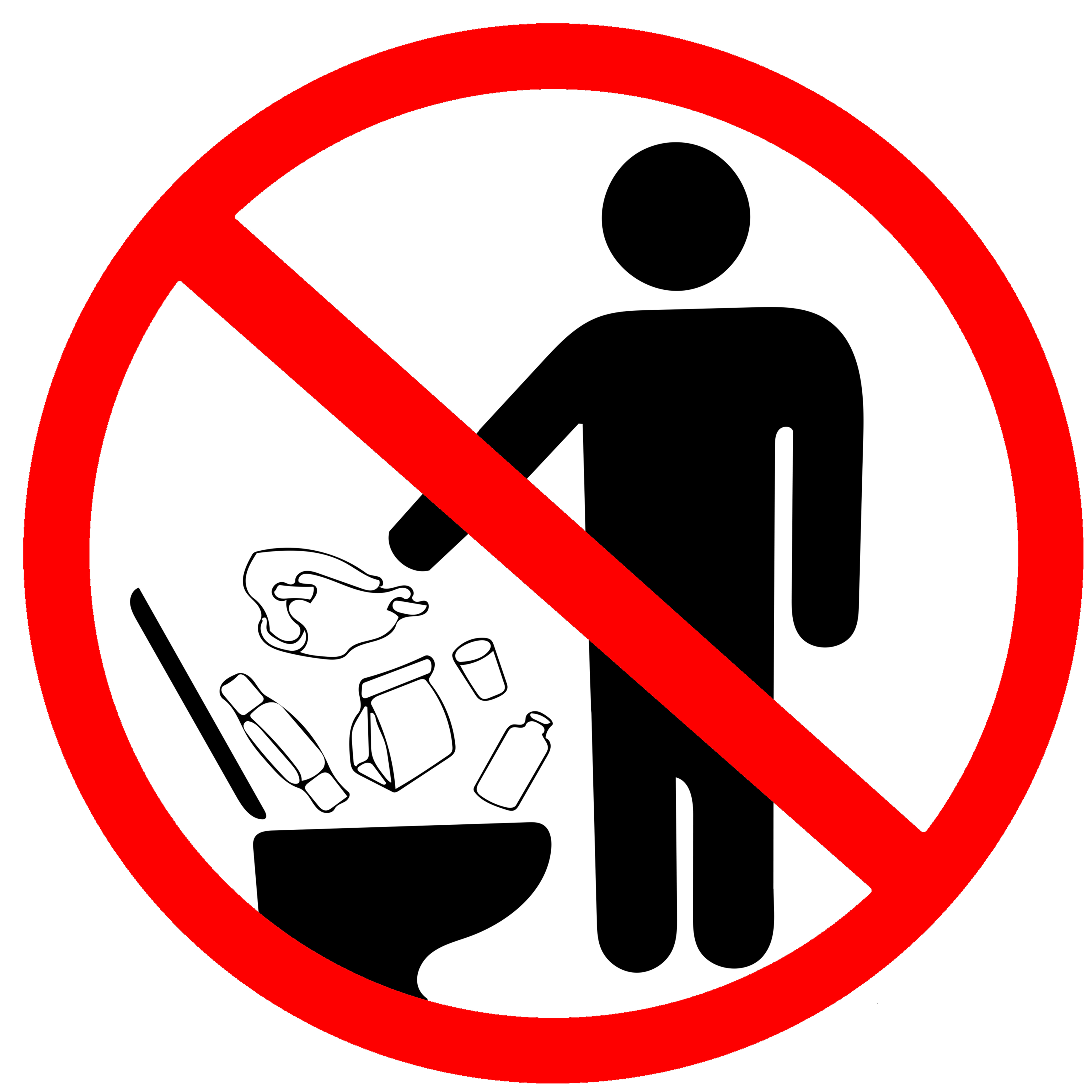 No trash in toilet sign.